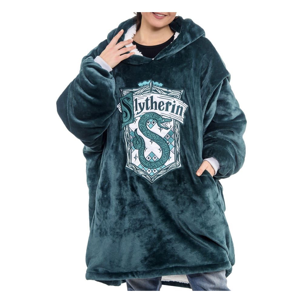 Auf Bestellung gefertigte, übergroße Harry-Potter-Hoodie-Decke im Slytherin-Stil
