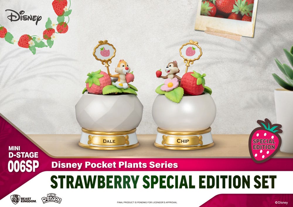 SU ORDINAZIONE Disney Mini Diorama Stage Statues Pocket Plants Series Strawberry Special Edition Set 12 cm *PREZZO SPECIALE*