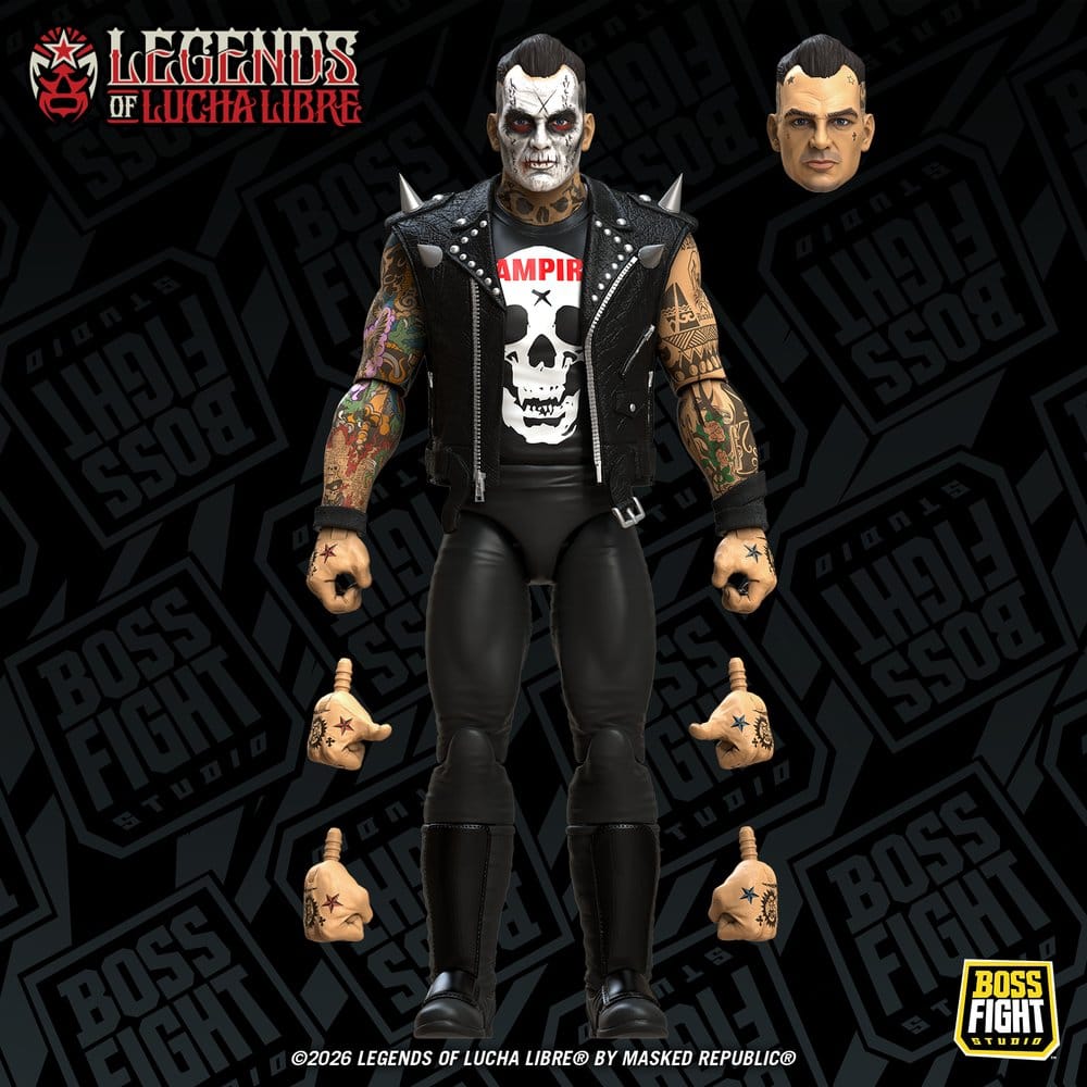 🧪 LAB | PREORDINE+ 06/2027 Legends of Lucha Libre Fanaticos Action Figure Vampiro Coffin Box Resurrected 15 cm