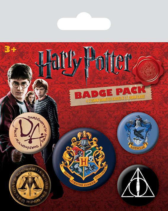SU ORDINAZIONE Harry Potter Pin-Back Buttons 5-Pack Hogwarts