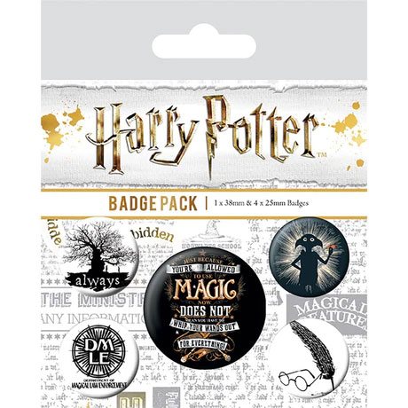 MADE TO ORDER Harry Potter Pin-Back Buttons 5-Pack Symbols