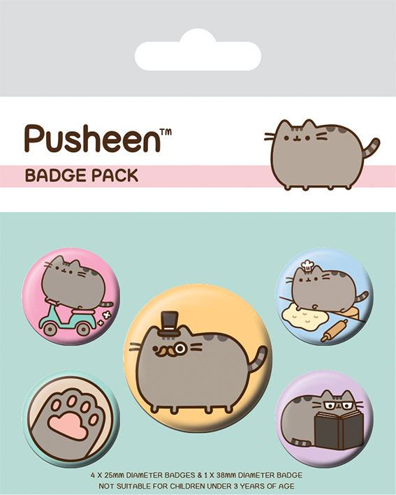 Auf Bestellung gefertigte Pusheen-Ansteckbuttons, 5er-Pack, ausgefallen