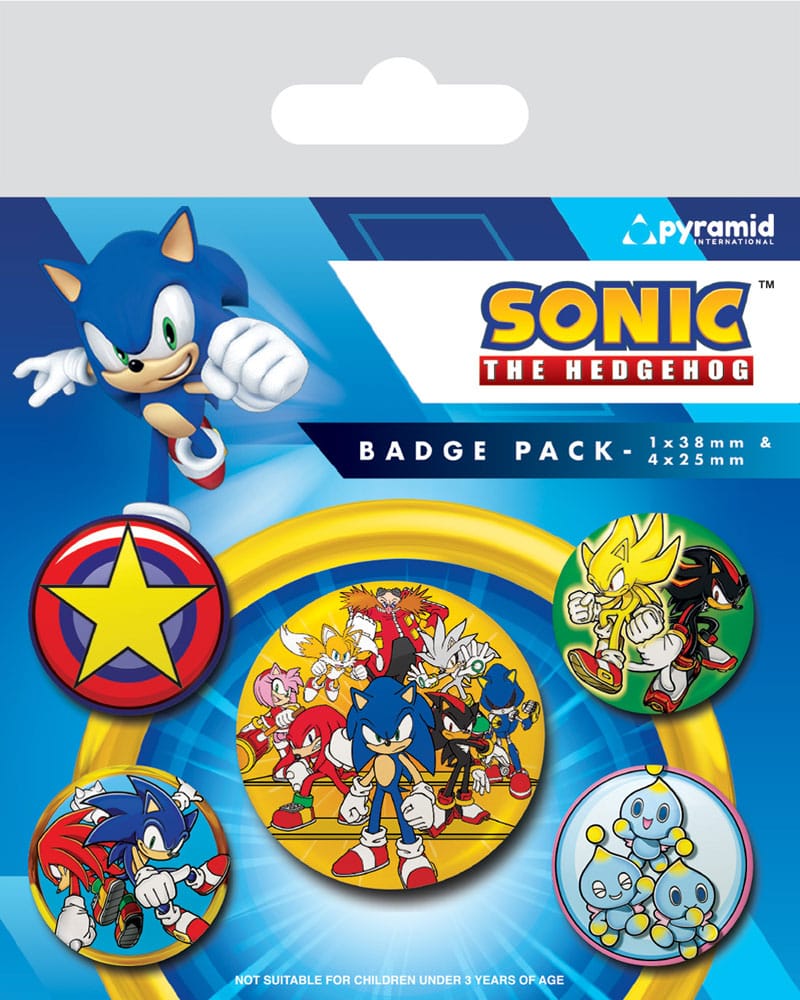 SU ORDINAZIONE Sonic the Hedgehog Pin-Back Buttons 5-Pack Speed Team