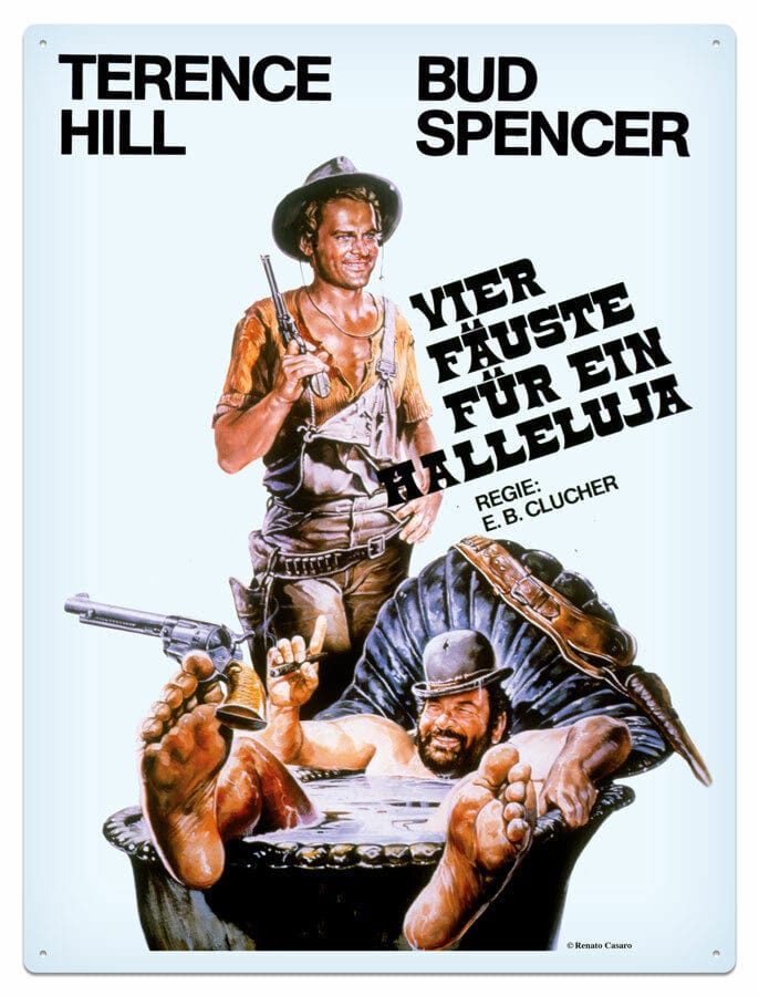 SU ORDINAZIONE Bud Spencer & Terence Hill Tin Sign Vier Fäuste für ein Halleluja 30 x 40 cm