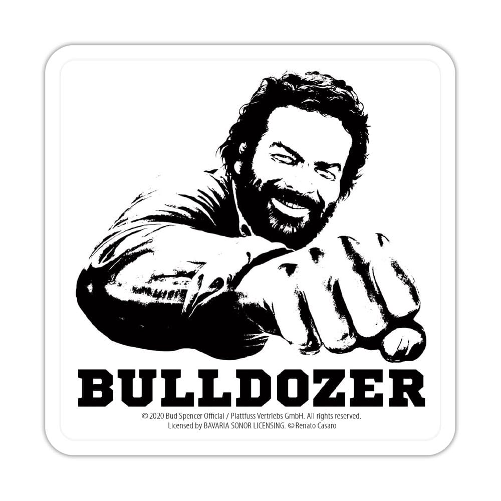 SU ORDINAZIONE Bud Spencer Tin coasters Bulldozer 10 x 10 cm