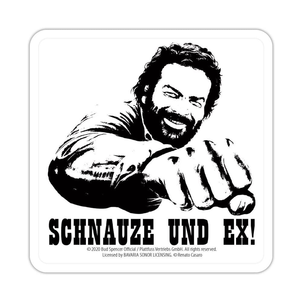 SU ORDINAZIONE Bud Spencer Tin coasters Schnauze und Ex 10 x 10 cm
