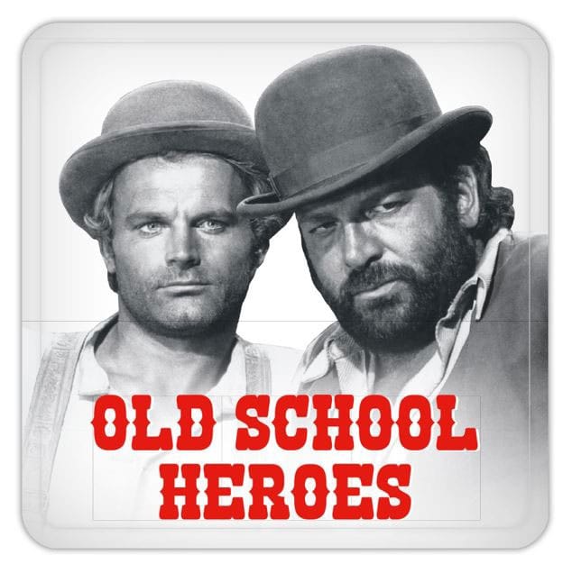 SU ORDINAZIONE Bud Spencer & Terence Hill Tin coasters Old School Heroes 10 x 10 cm