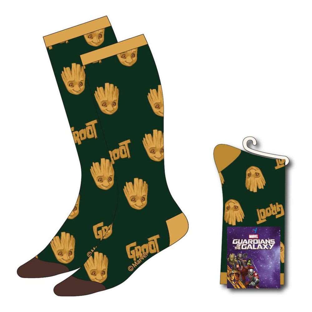 Auf Bestellung gefertigte Guardians of the Galaxy Socken mit Groot-Gesicht, Größen 38-45