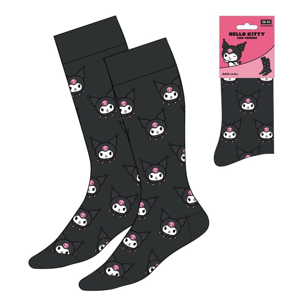 Sanrio Socken mit Kuromi-Gesicht, Größen 36-43, auf Bestellung gefertigt