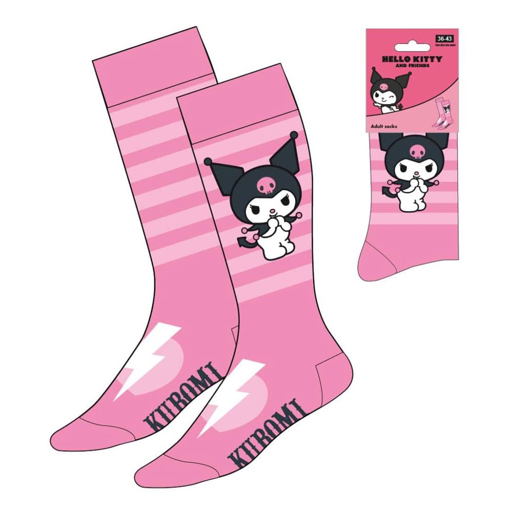 Sanrio Socken Kuromi Rosa Streifen 36-43 AUF BESTELLUNG GEFERTIGT