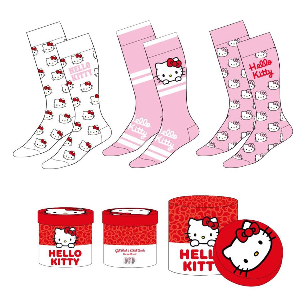 Sanrio Hello Kitty 3er-Pack Socken auf Bestellung gefertigt (Größe: 36-43)