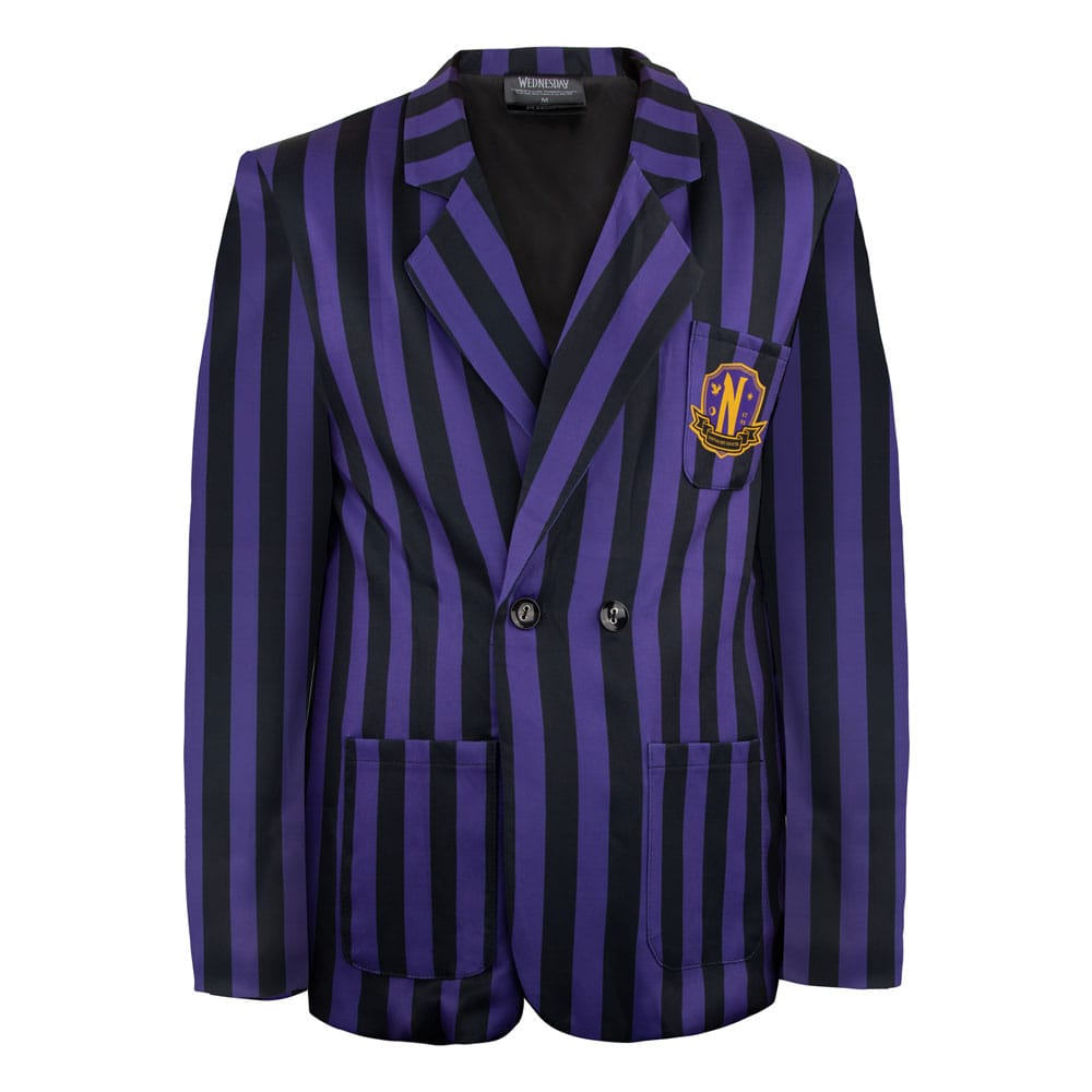 SU ORDINAZIONE Wednesday Jacket Nevermore Academy Purple Striped Blazer Size L *PREZZO SPECIALE*