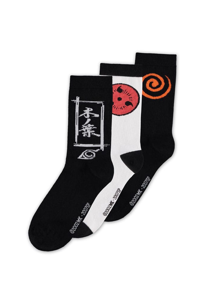 SU ORDINAZIONE Naruto Shippuden Socks 3-Pack Sasuke Symbol 43-46