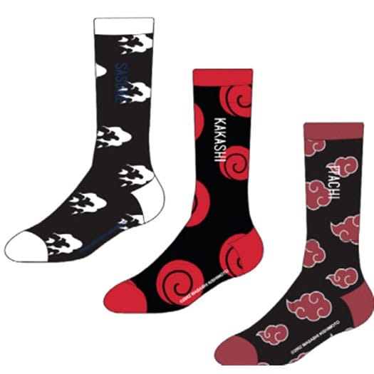SU ORDINAZIONE Naruto Socks Sasuke, Kakashi, Itachi 3-Pack 43-46