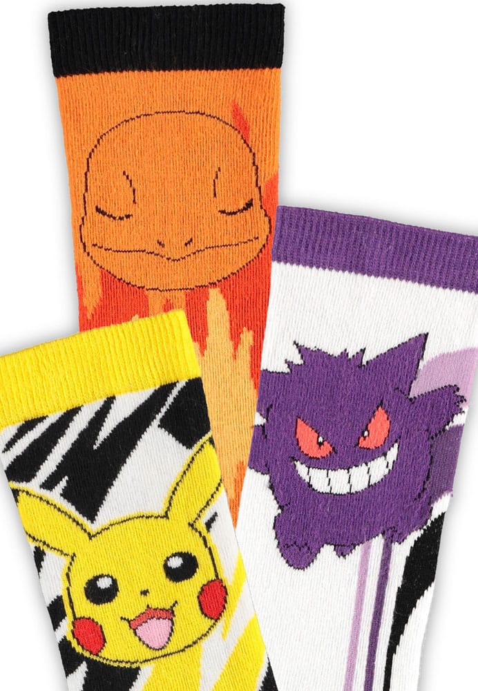 AUF BESTELLUNG Pokémon Socken 3er-Pack Pikachu, Charmander, Gengar 43-46