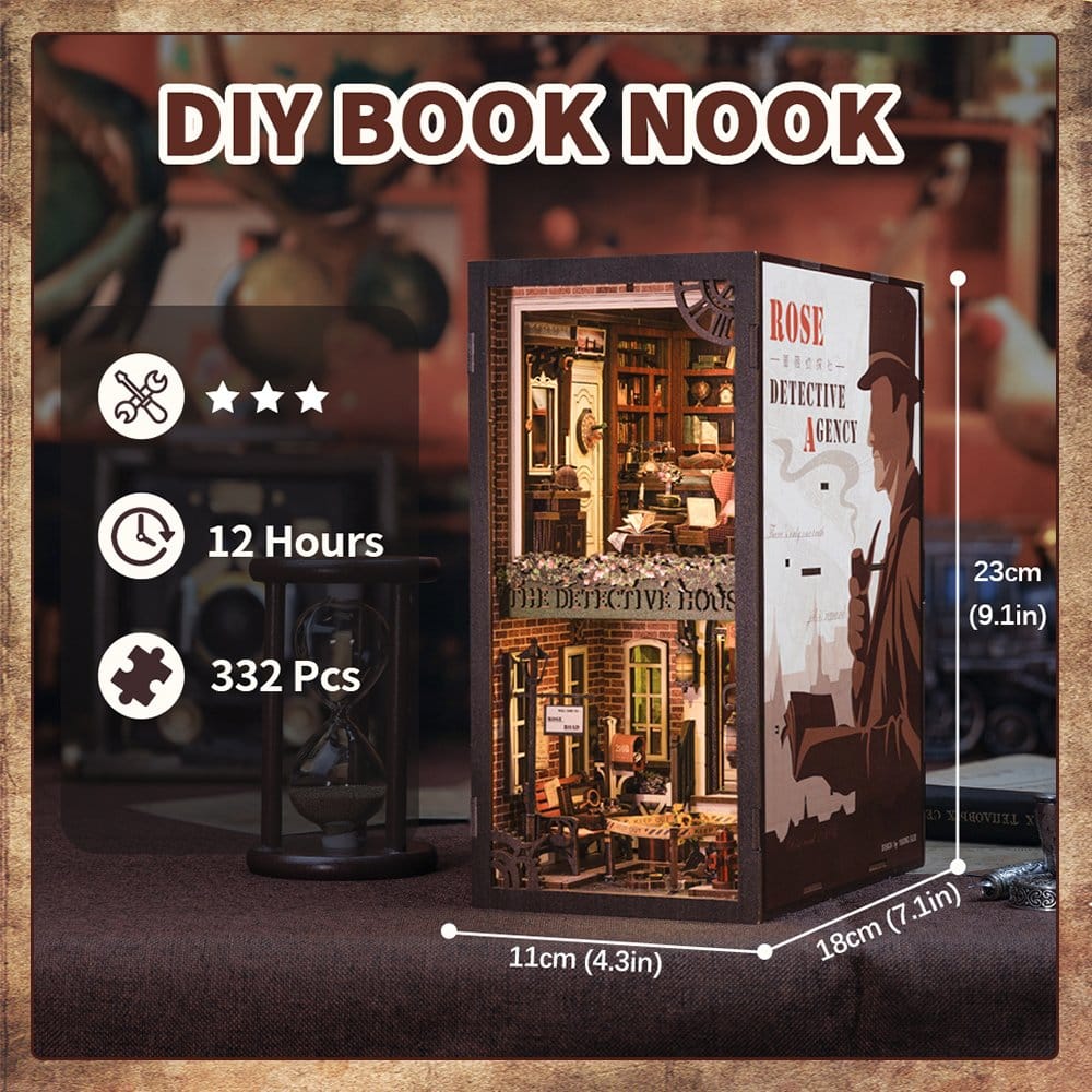 🧪 LAB | SU ORDINAZIONE Book Nook Rose Detective Agency 23 x 11 cm