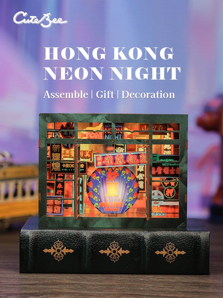 🧪 LAB | SU ORDINAZIONE Book Nook Hong Kong Neon Light 13 x 17 cm