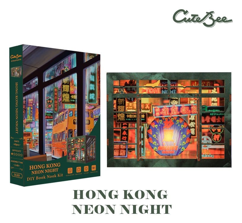 🧪 LAB | SU ORDINAZIONE Book Nook Hong Kong Neon Light 13 x 17 cm
