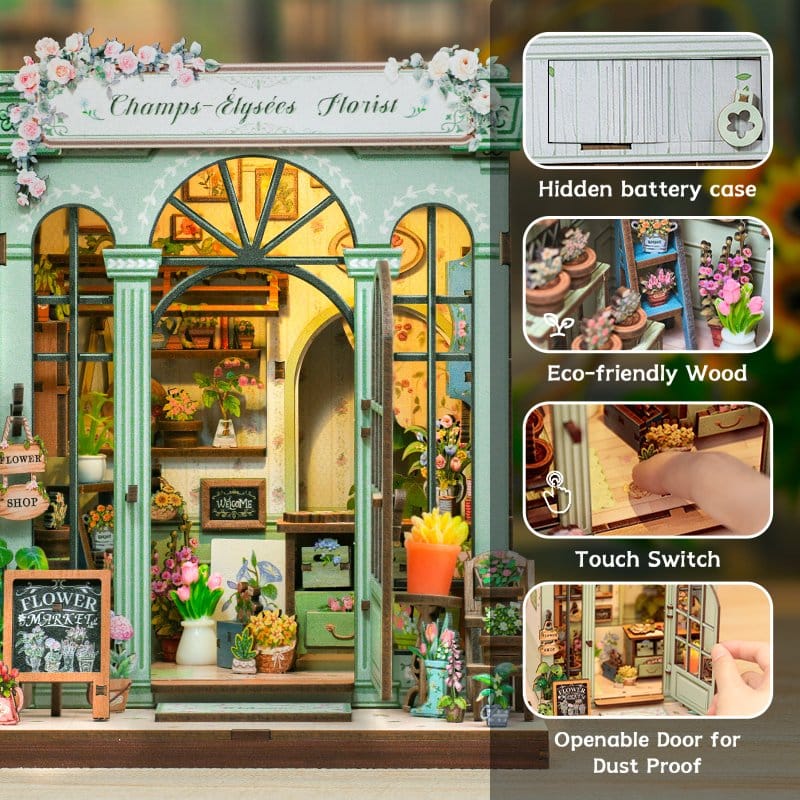 🧪 LAB | SU ORDINAZIONE Miniature House Model Kit Champs-Élysées Florist 18 x 16 cm