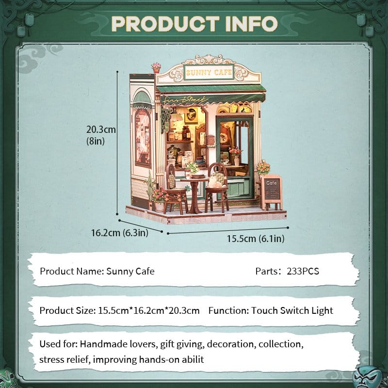 🧪 LAB | SU ORDINAZIONE Miniature House Model Kit Sunny Cafe 20 x 16 cm