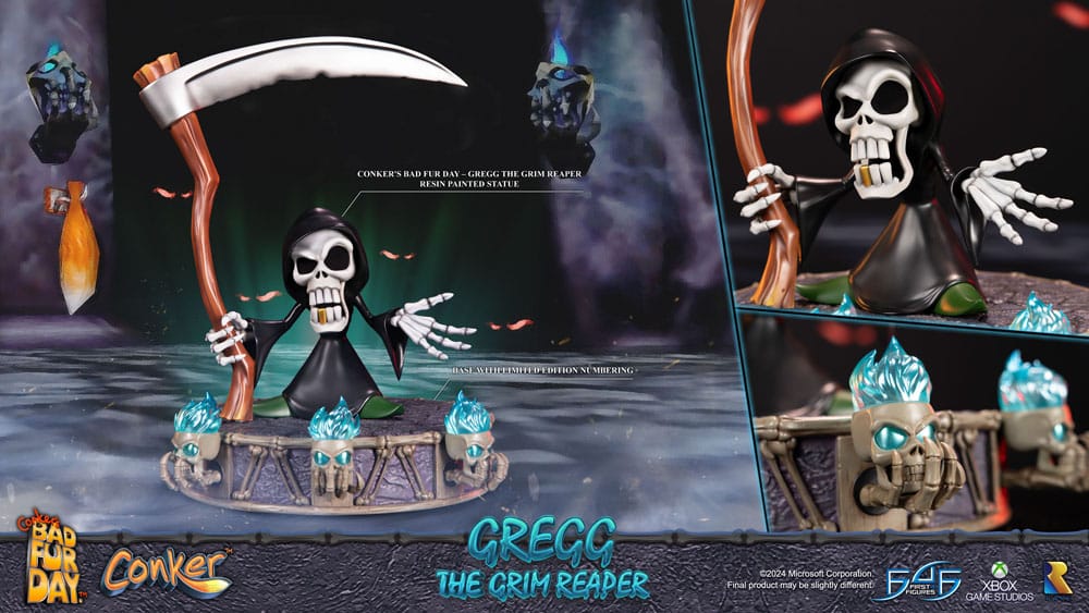 PREORDINE CHIUSO 06/2025 Conker: Conker's Bad Fur Day Statue Gregg the Grim Reaper 36 cm (PREORDINE NON CANCELLABILE)