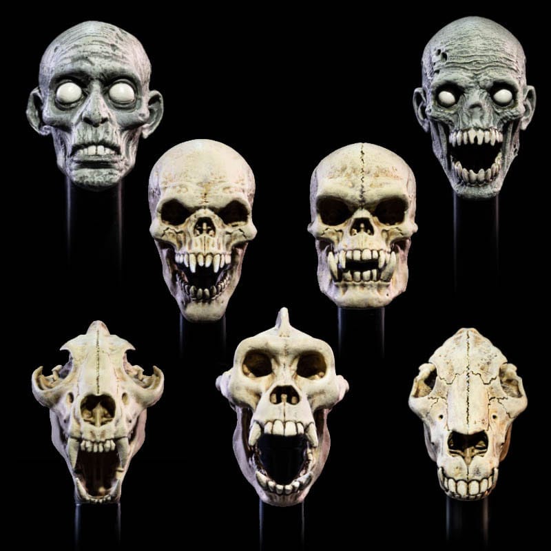 Auf Bestellung gefertigt: Mythic Legions: All Stars 6 Actionfiguren-Zubehörset mit Untotenköpfen