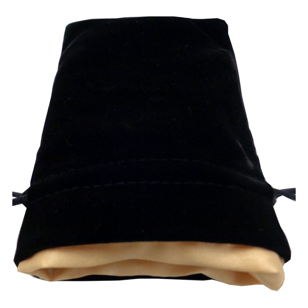 SU ORDINAZIONE FanRoll Dice Bag Velvet Black with Gold Satin Small