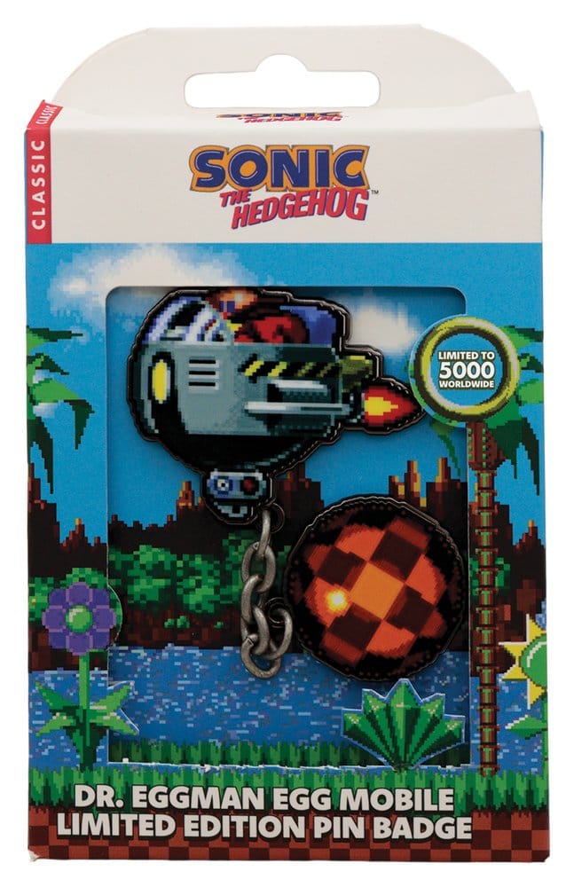 🧪 LAB | SU ORDINAZIONE Sonic - The Hedgehog Pin Badge Dr. Eggman Egg Mobile Chained