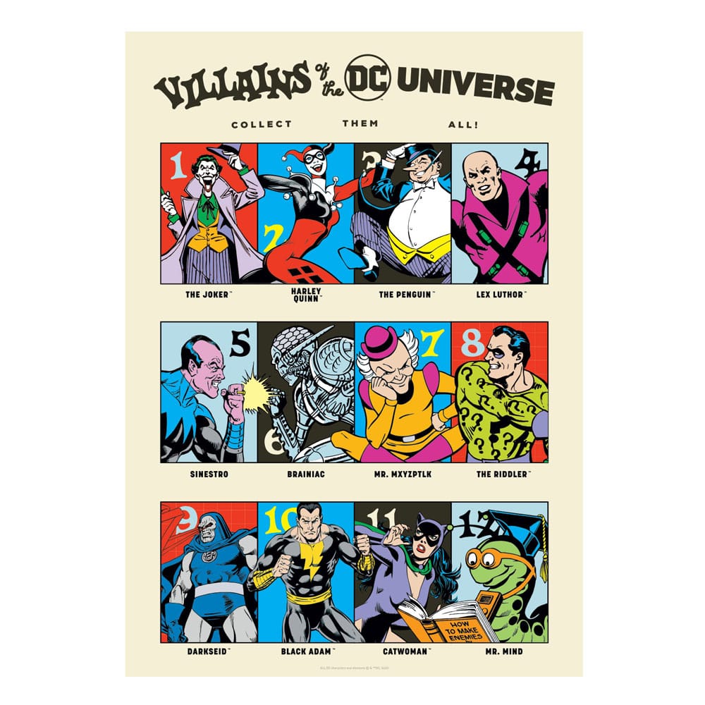 AUF BESTELLUNG HERGESTELLT DC Comics Kunstdruck „90. Jubiläum der Schurken“, limitierte Auflage, 42 x 30 cm