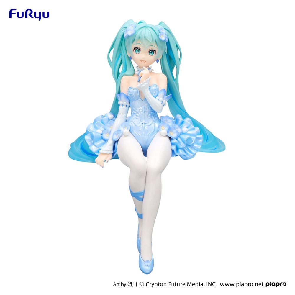 SU ORDINAZIONE Hatsune Miku Noodle Stopper PVC Statue Flower Fairy Nemophila Pail Blue Color Ver. 15 cm