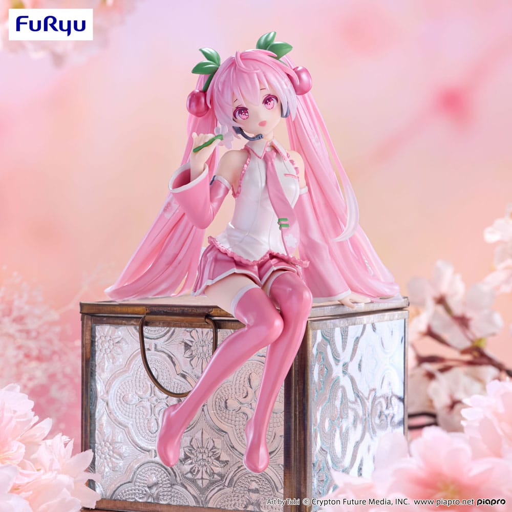 SU ORDINAZIONE Hatsune Miku Noodle Stopper PVC Statue Sakura Miku 2024 Pearl Color Ver. 15 cm