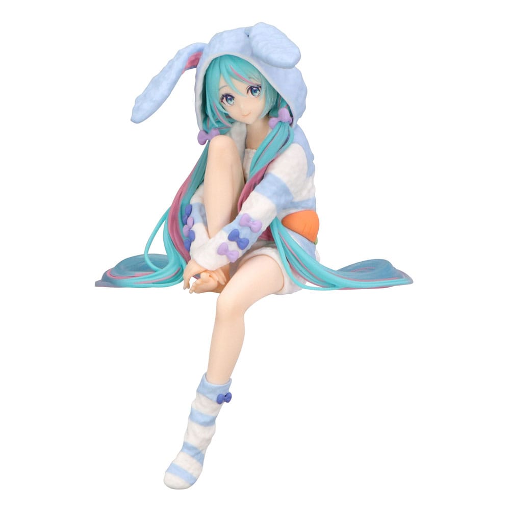 SU ORDINAZIONE Hatsune Miku Noodle Stopper PVC Statue Hatsune Miku Rabbit Ear Hood Pajama Blue Color Ver. 14 cm