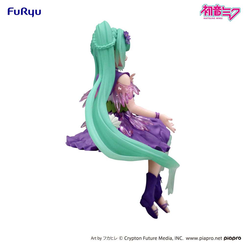 PREORDINE+ 12/2025 Hatsune Miku Noodle Stopper PVC Statue Flower Fairy Cosmos Purple Color Ver. 14 cm