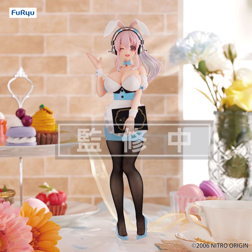 SU ORDINAZIONE Super Sonico BiCute Bunnies PVC Statue Waitress Light Blue Color Ver. 28 cm