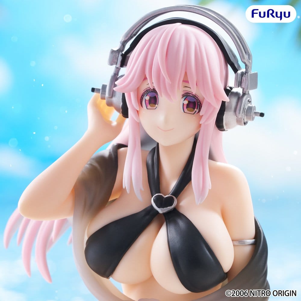 PREORDINE+ 10/2026 Super Sonico Noodle Stopper PVC Statue Super Sonico Swimsuit Black Color Ver. 10 cm
