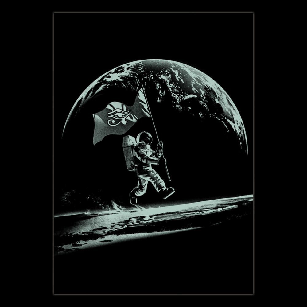 Auf Bestellung gefertigtes Poster „Menschheit“, leuchtend im Dunkeln, Astronautenmotiv