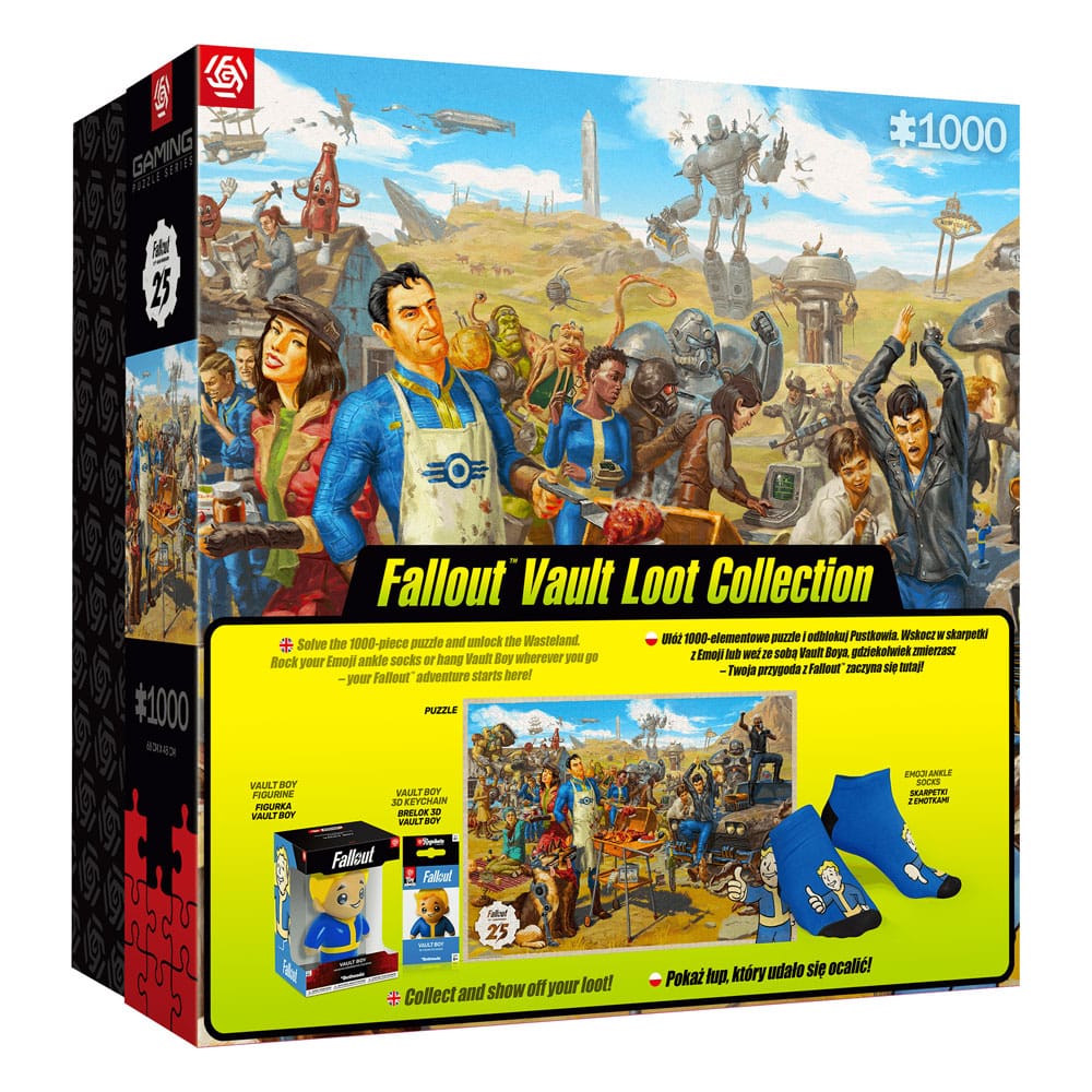 SU ORDINAZIONE Fallout gift set Fallout Vault Loot Collection (Puzzle, socks, figurine & key ring)