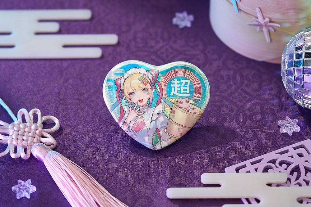 PREORDINE+ 07/2027 Needy Streamer Overload Needy Streamer Chinese Restaurant Series Heart-Shaped Pinback Button OMGkawaiiAngel 7 x 6 cm