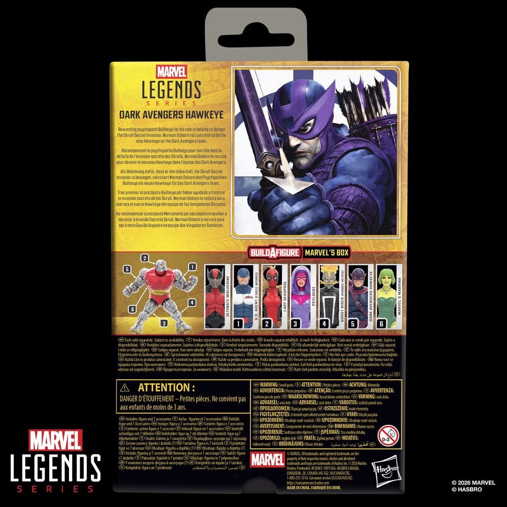 🧪 LAB | SU ORDINAZIONE Marvel Legends Action Figure Dark Avengers Hawkeye (BAF: Marvel's Box) 15 cm