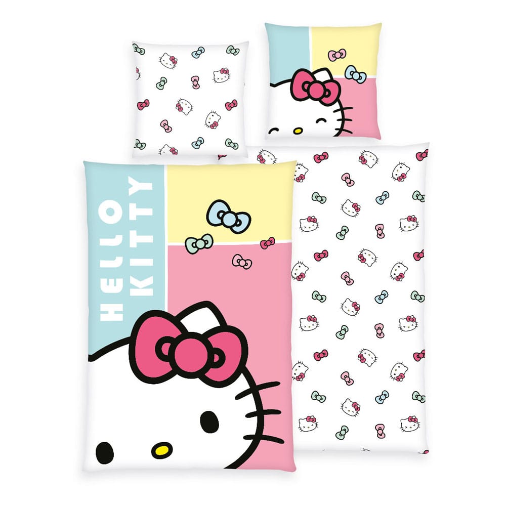 Hello Kitty Bettwäsche-Set auf Bestellung, Hello Kitty Schleife, 135 x 200 cm / 80 x 80 cm *SONDERPREIS*