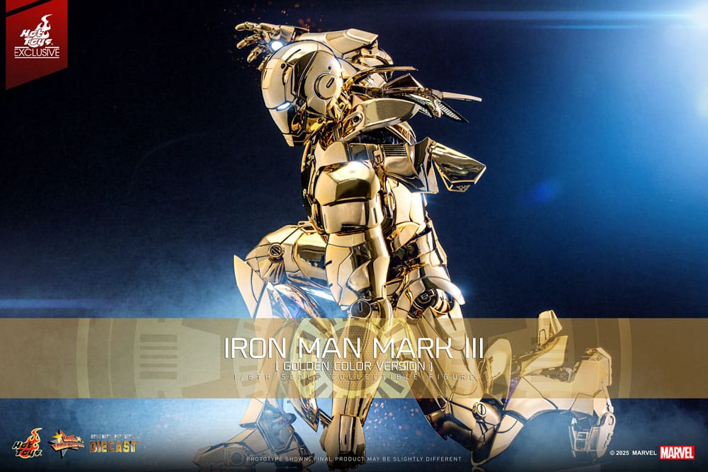 🧪 LAB | SU ORDINAZIONE Iron Man Movie Masterpiece Diecast Action Figure 1/6 Iron Man Mark III (Gold Color Version) Hot Toys Exclusive 33 cm