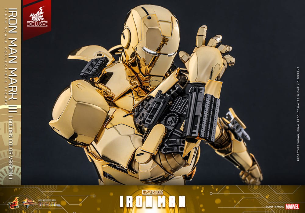 🧪 LAB | SU ORDINAZIONE Iron Man Movie Masterpiece Diecast Action Figure 1/6 Iron Man Mark III (Gold Color Version) Hot Toys Exclusive 33 cm