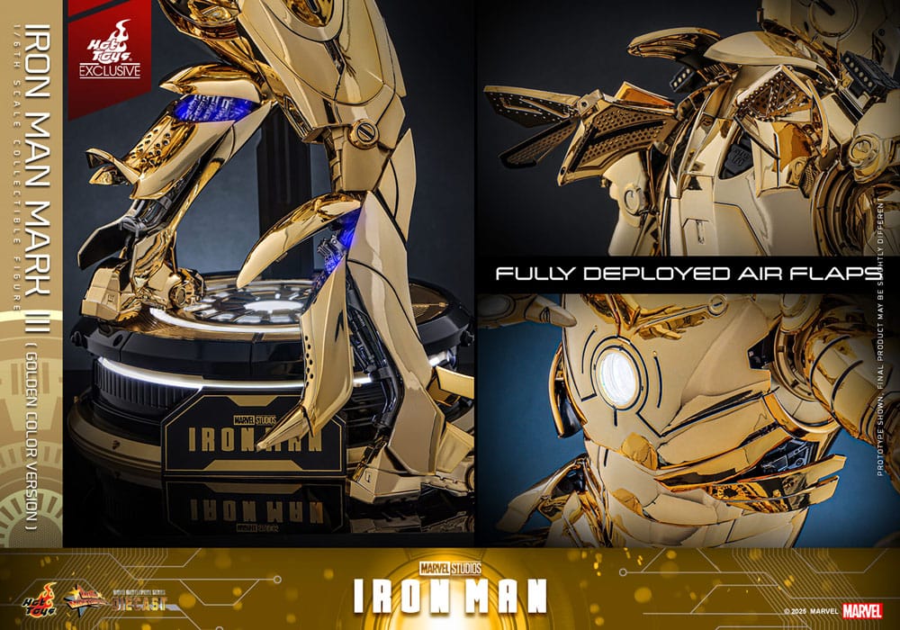 🧪 LAB | SU ORDINAZIONE Iron Man Movie Masterpiece Diecast Action Figure 1/6 Iron Man Mark III (Gold Color Version) Hot Toys Exclusive 33 cm