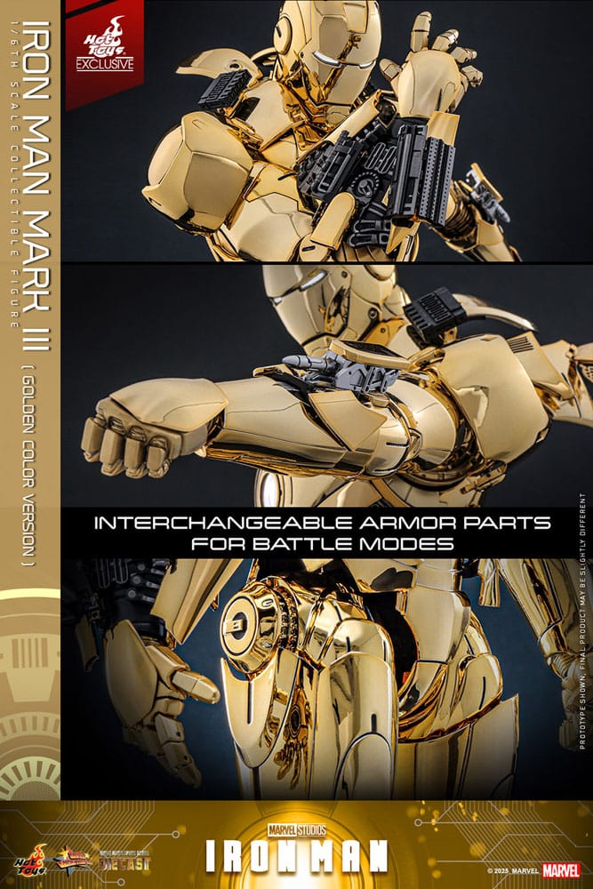 🧪 LAB | SU ORDINAZIONE Iron Man Movie Masterpiece Diecast Action Figure 1/6 Iron Man Mark III (Gold Color Version) Hot Toys Exclusive 33 cm