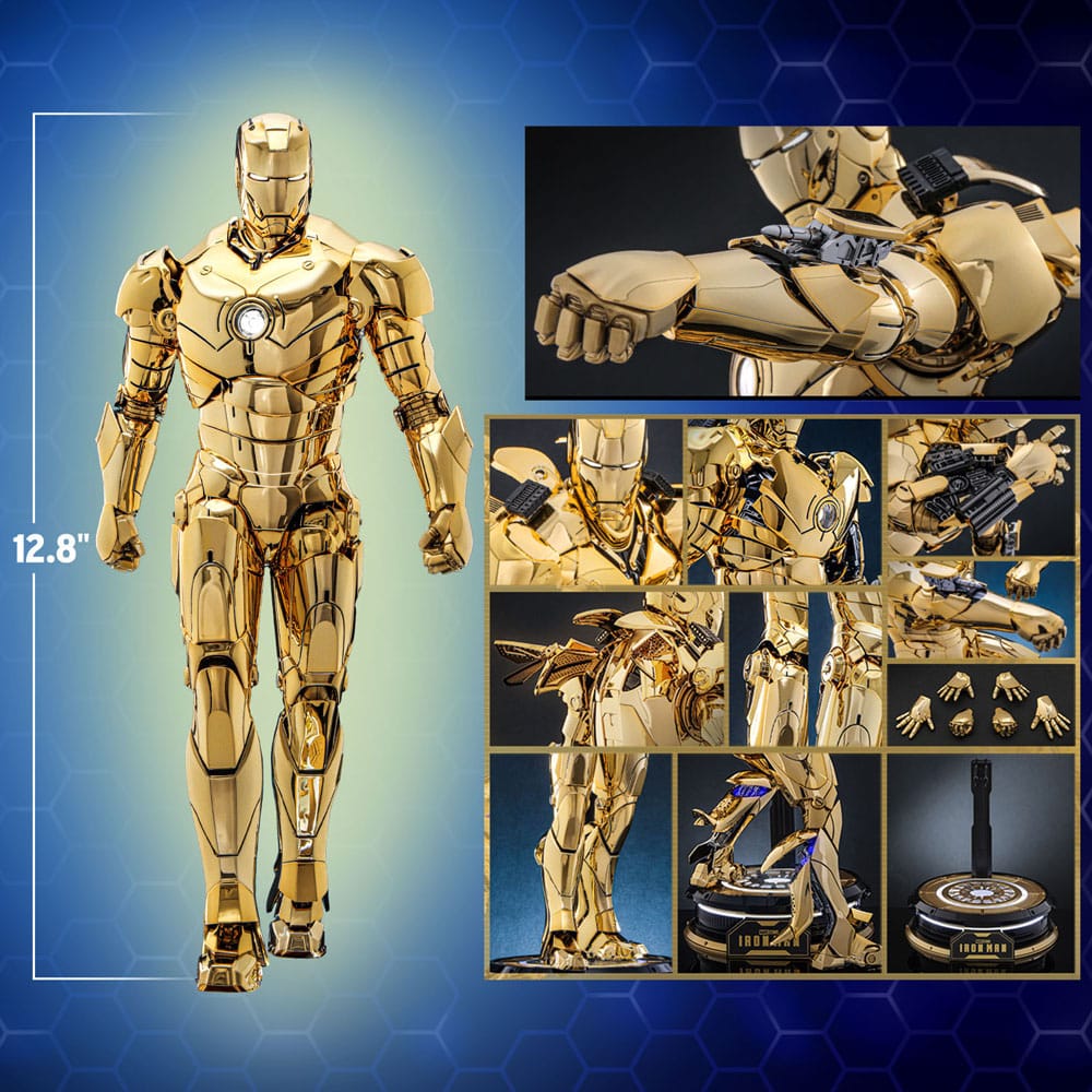 🧪 LAB | SU ORDINAZIONE Iron Man Movie Masterpiece Diecast Action Figure 1/6 Iron Man Mark III (Gold Color Version) Hot Toys Exclusive 33 cm