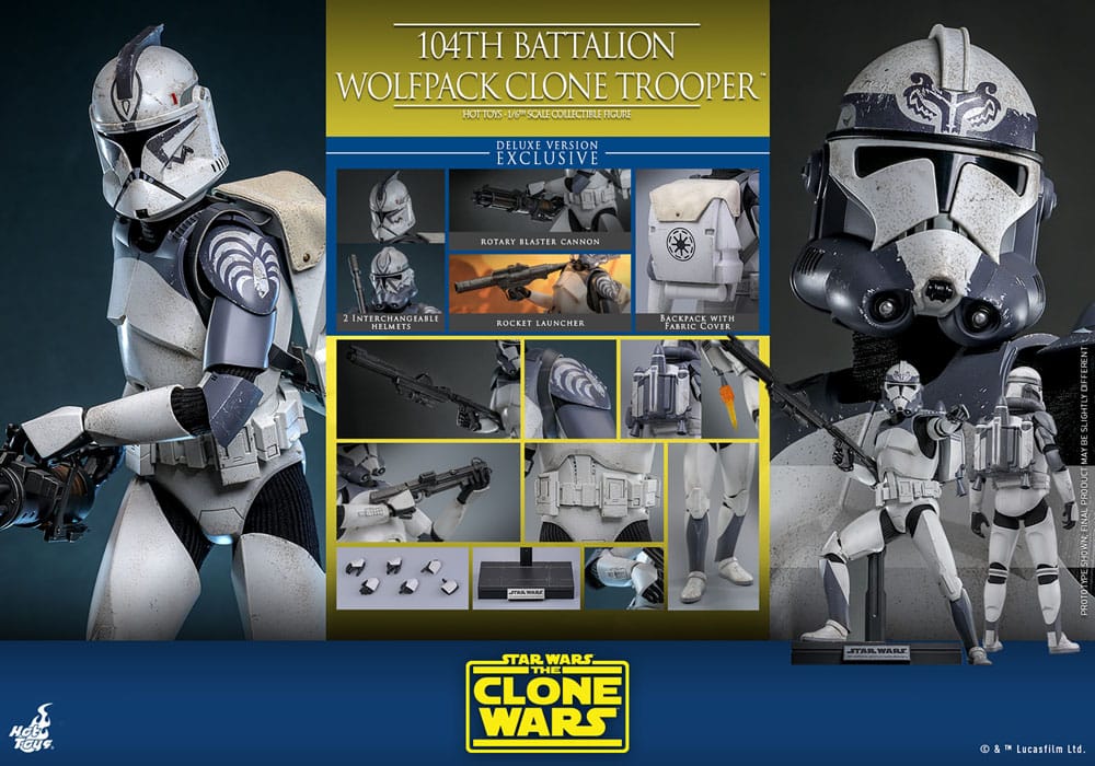🧪 LAB | SU ORDINAZIONE Star Wars The Clone Wars Action Figure 1/6 104th Battalion Wolfpack Clone Trooper Deluxe Version 30 cm