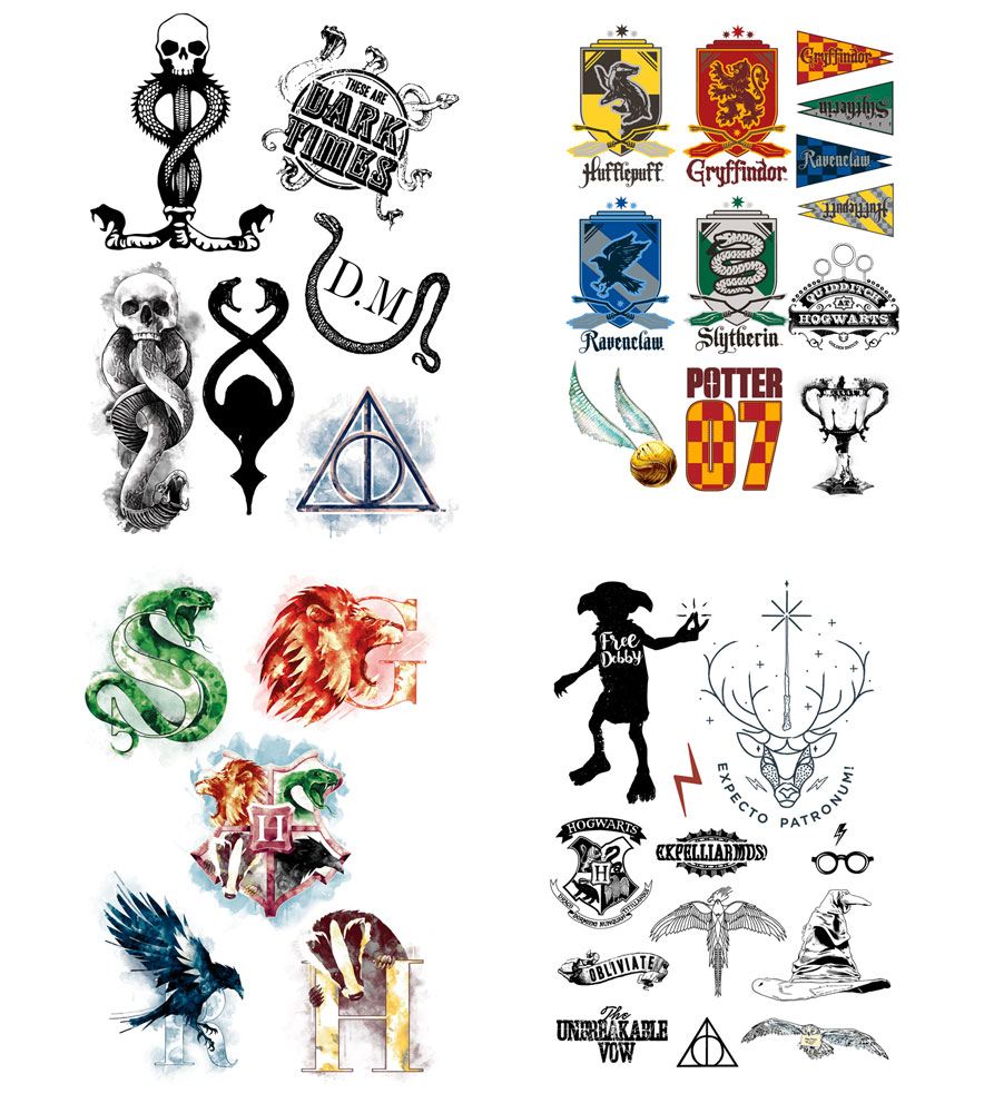 SU ORDINAZIONE Harry Potter Temporary Tattoos Set