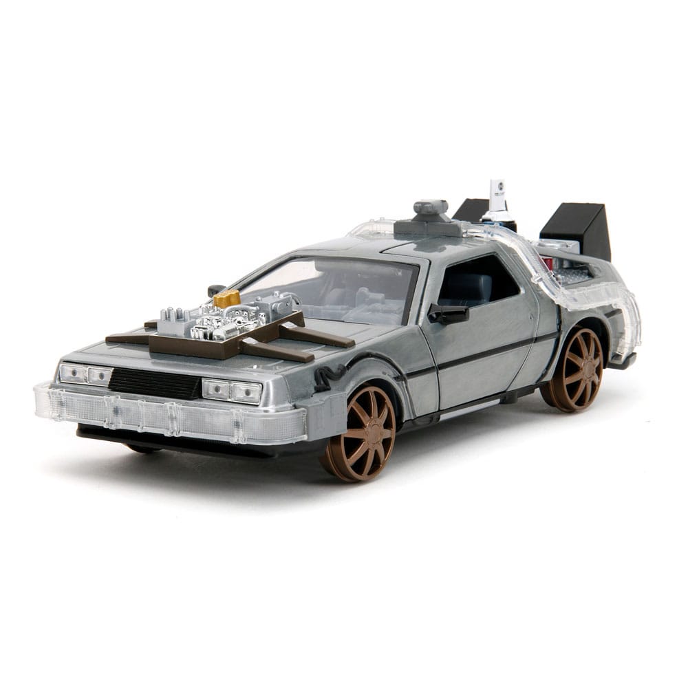 MADE TO ORDER Back to the Future III Hollywood Rides Diecast Model 1/24 DeLorean Time Machine Railroad Wheels SOLD OUT