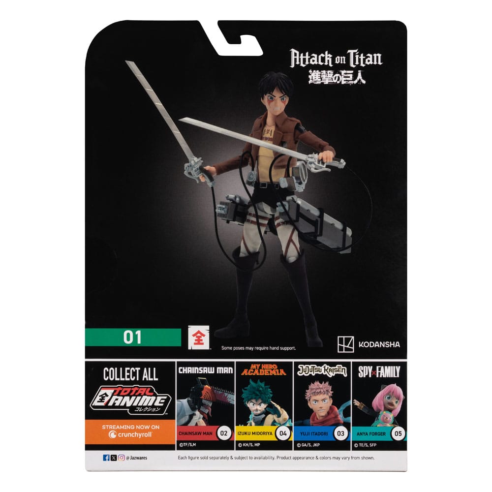 SU ORDINAZIONE Attack on Titan Total Anime Action Figure Eren Jaeger 17 cm