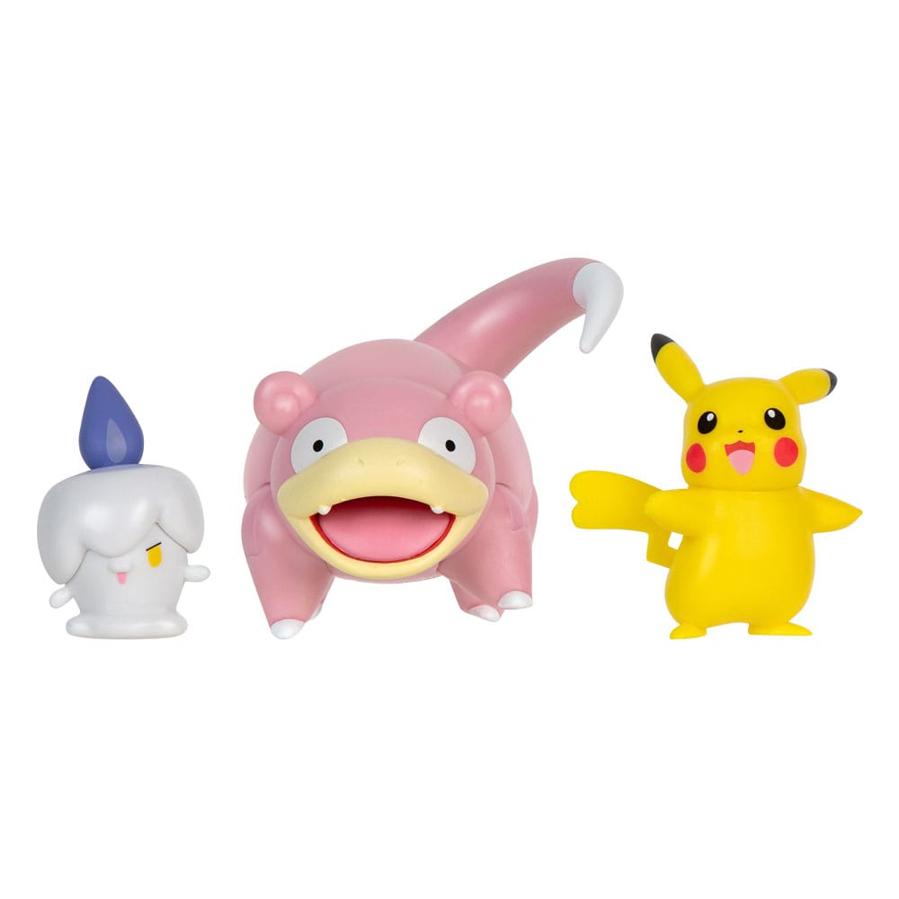 MADE TO ORDER Pokémon Battle Figure Set 3-Pack Pikachu (Female), Litwick, Slowpoke 5 cm